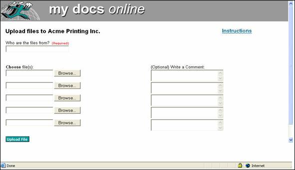 Customer Upload Screenshot